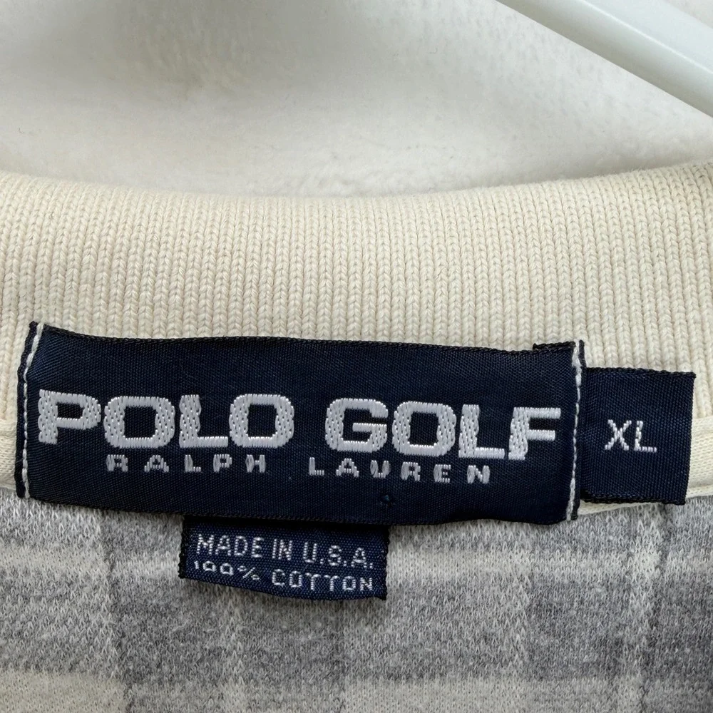 Polo Golf Ralph Lauren Mens Grey White Plaid Short Sleeve Shirt Collared XL